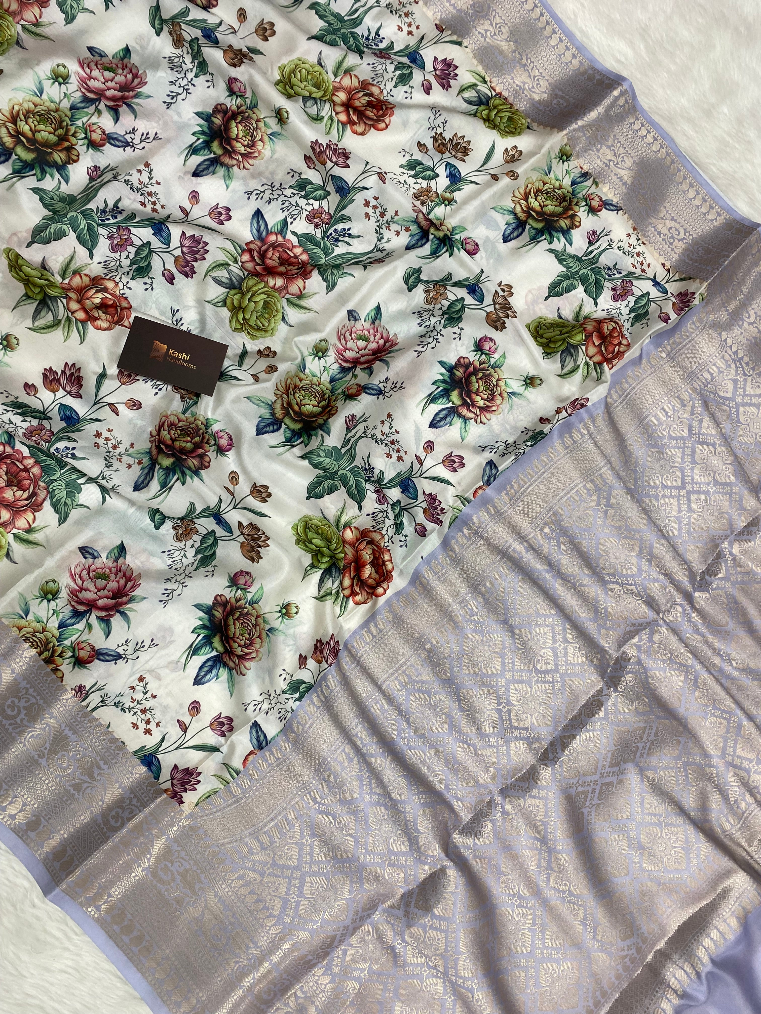 Semi silk digital print Banarasi saree