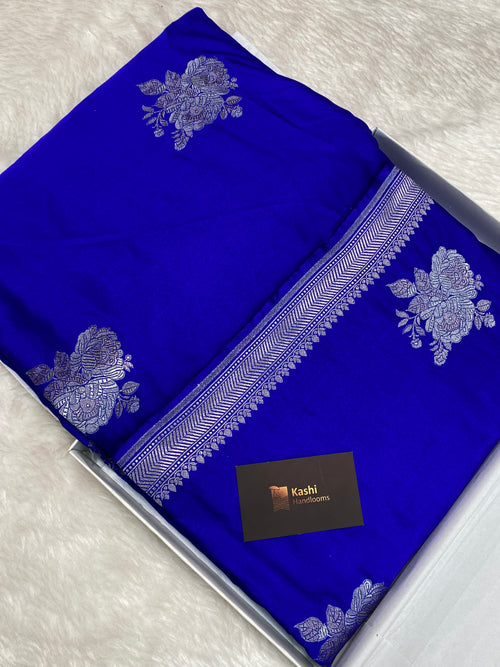 Royal blue mashru silk banarasi saree with buta