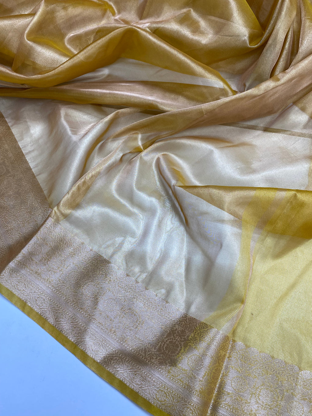Lemon Yellow Tissue Silk Banarasi Saree