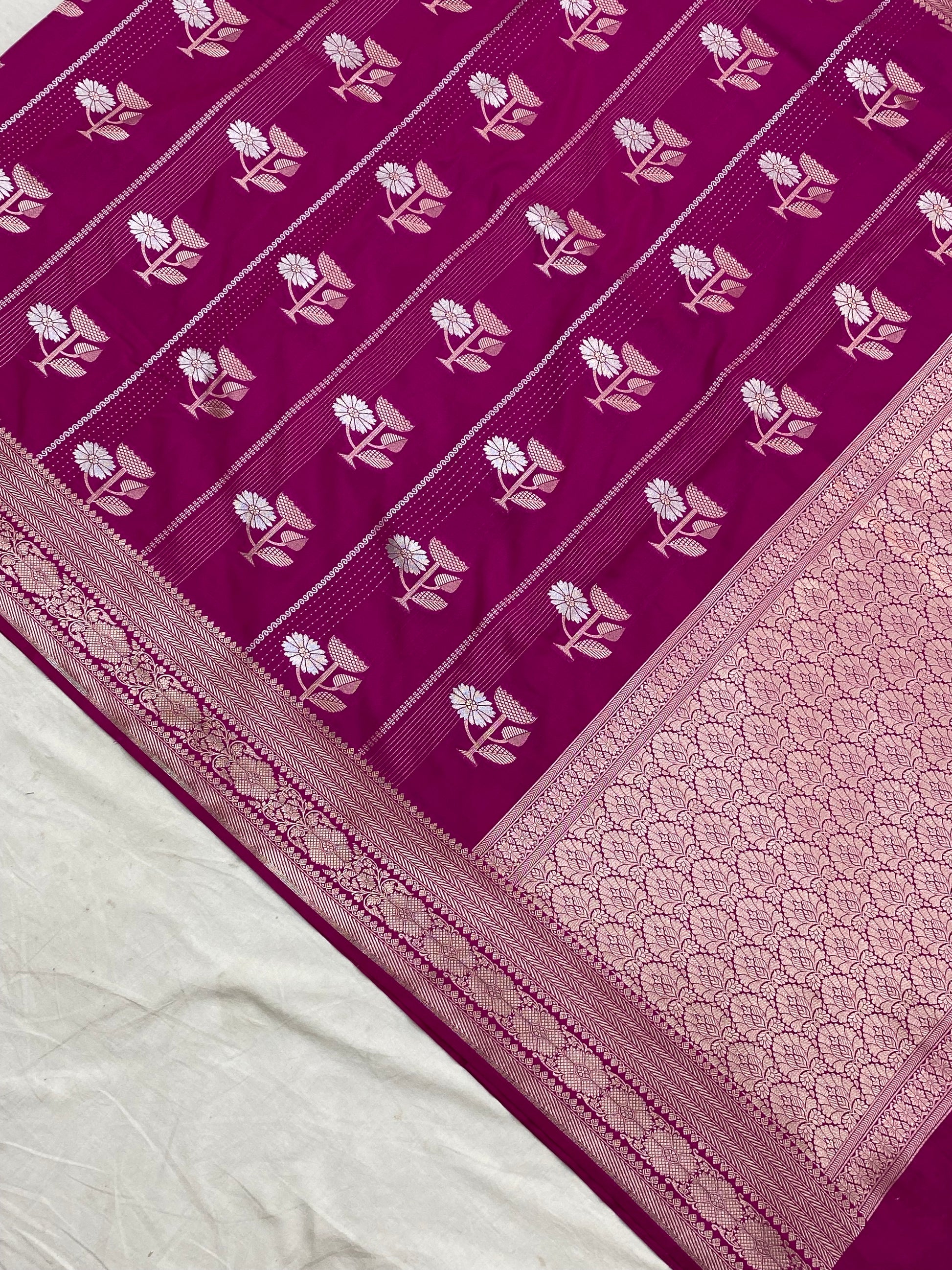 Semi Katan Alfi Buta Banarasi Saree