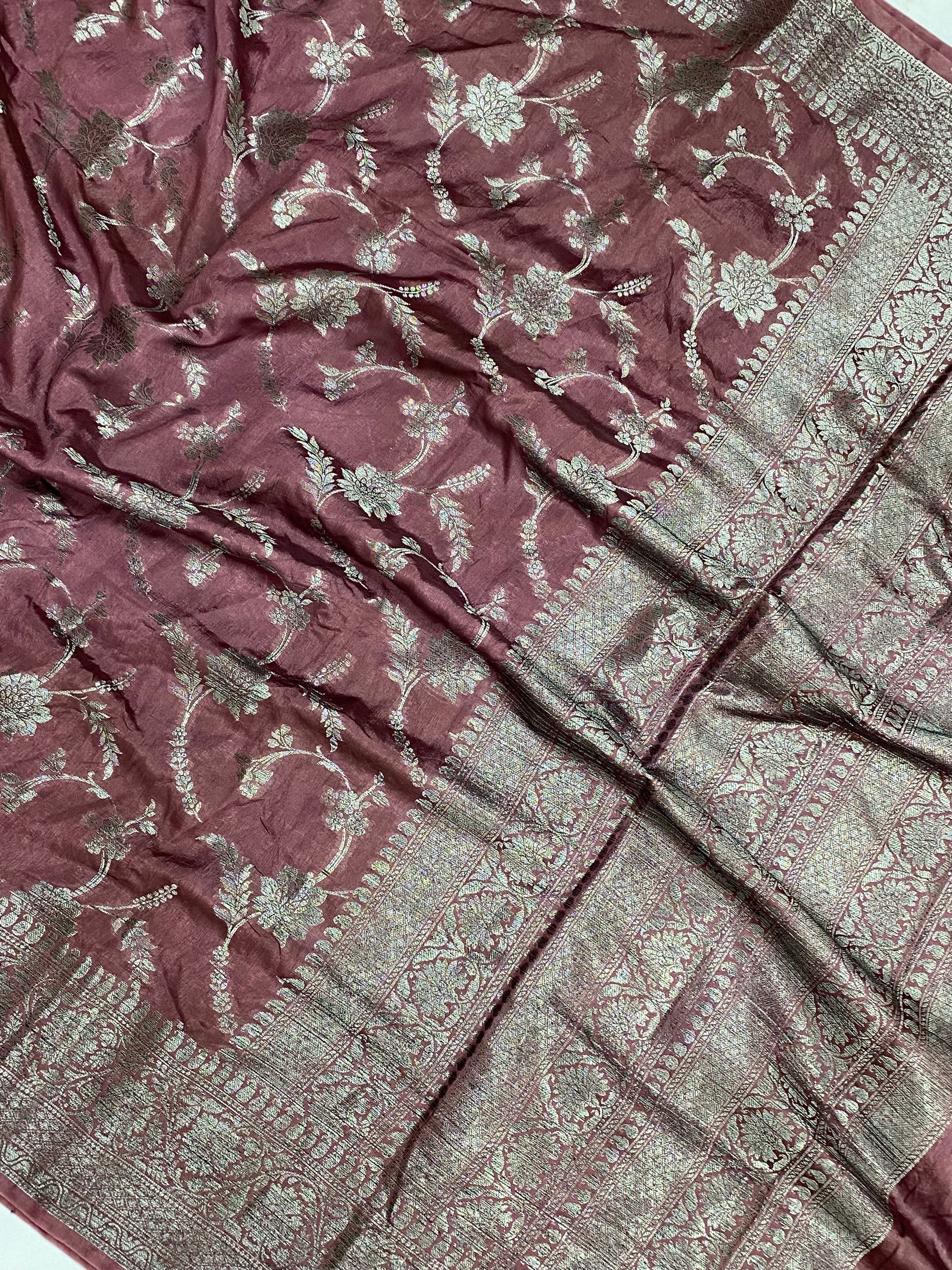 Wine Semi Georgette Banarasi Saree by Kashi handlooms