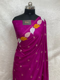 Rani pink colour mashru silk banarasi saree