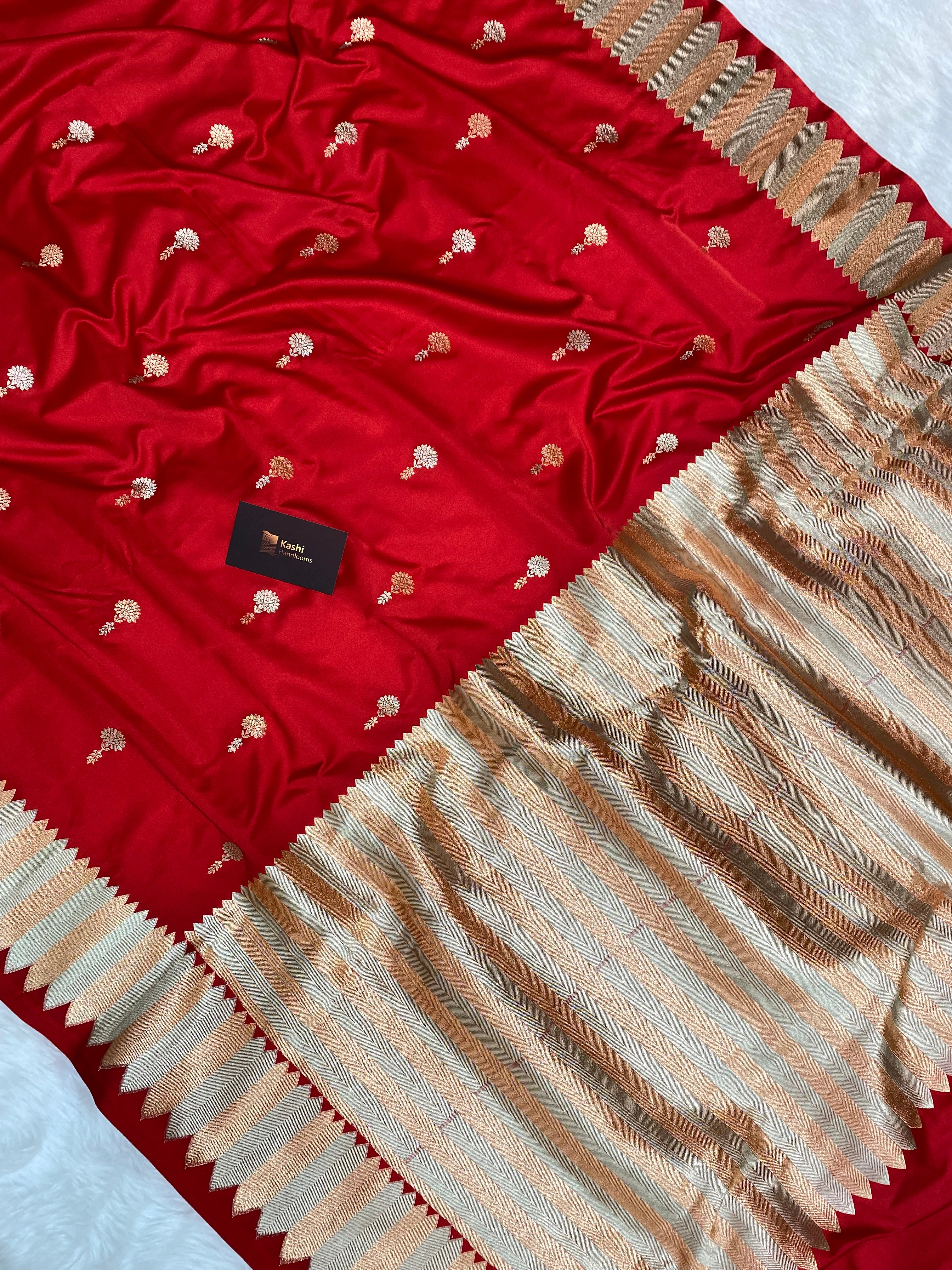 Royal red mashru katan Silk Banarasi Saree
