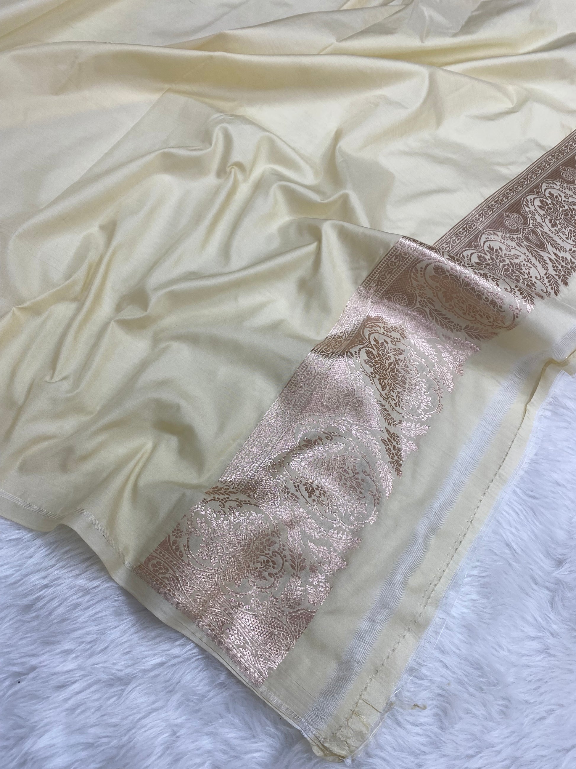 Half White Mashru Silk Banarasi Saree