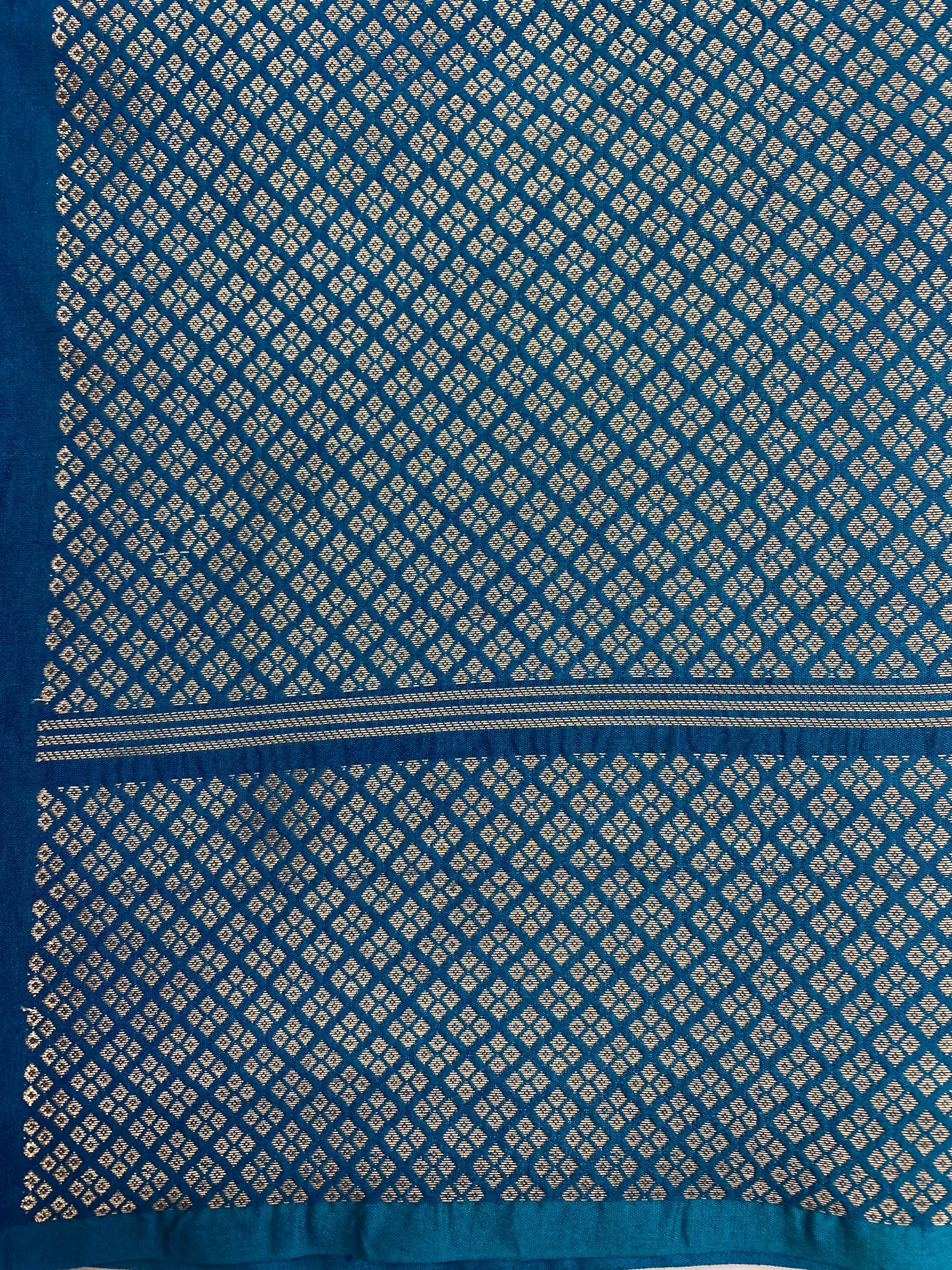 Jerman Blue Chinya Silk Banarasi Saree