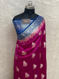 100% pure Rani chinya silk banarasi saree