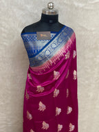 100% pure Rani chinya silk banarasi saree