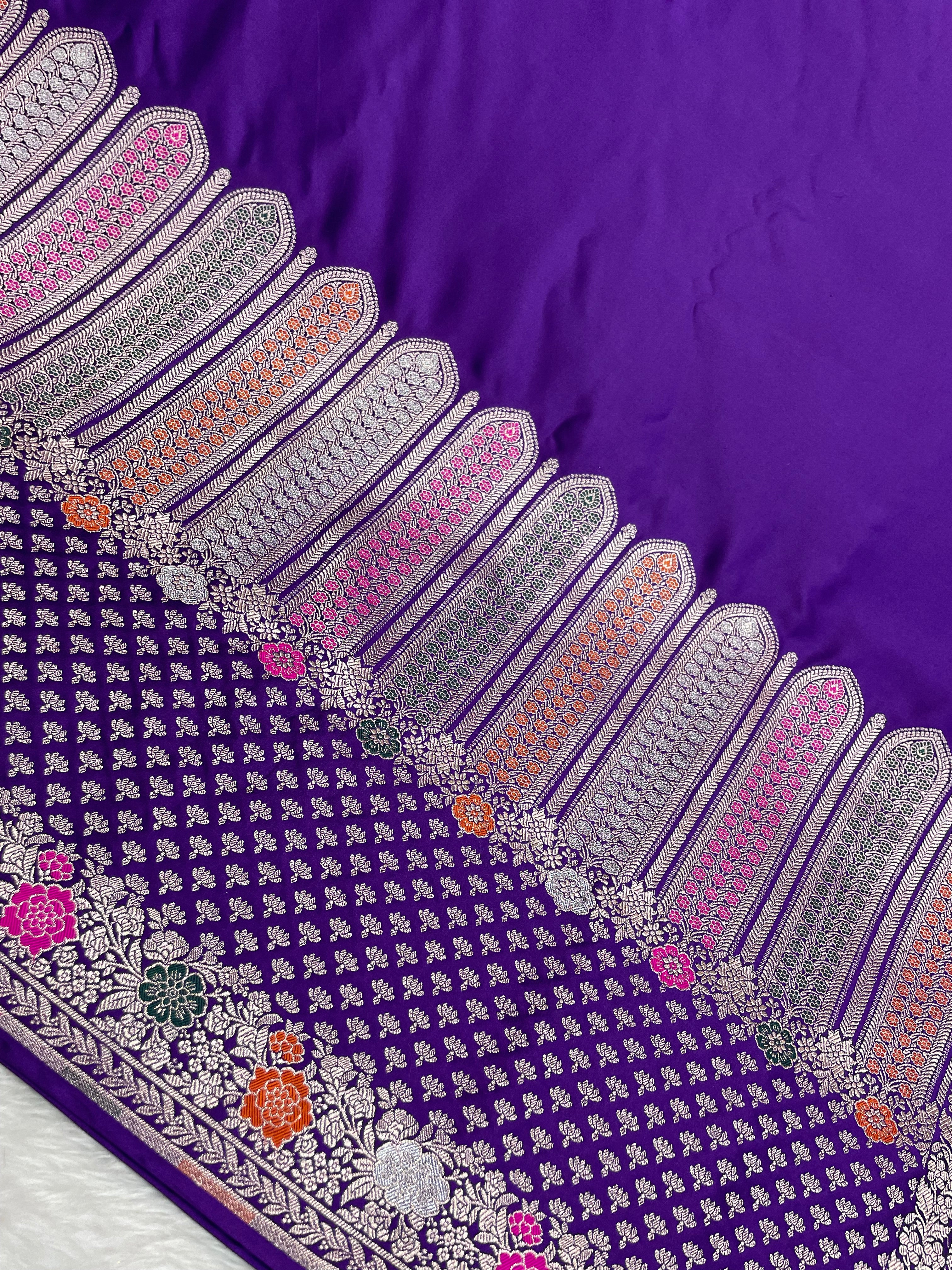 Purple Mashru Silk Banarasi Saree
