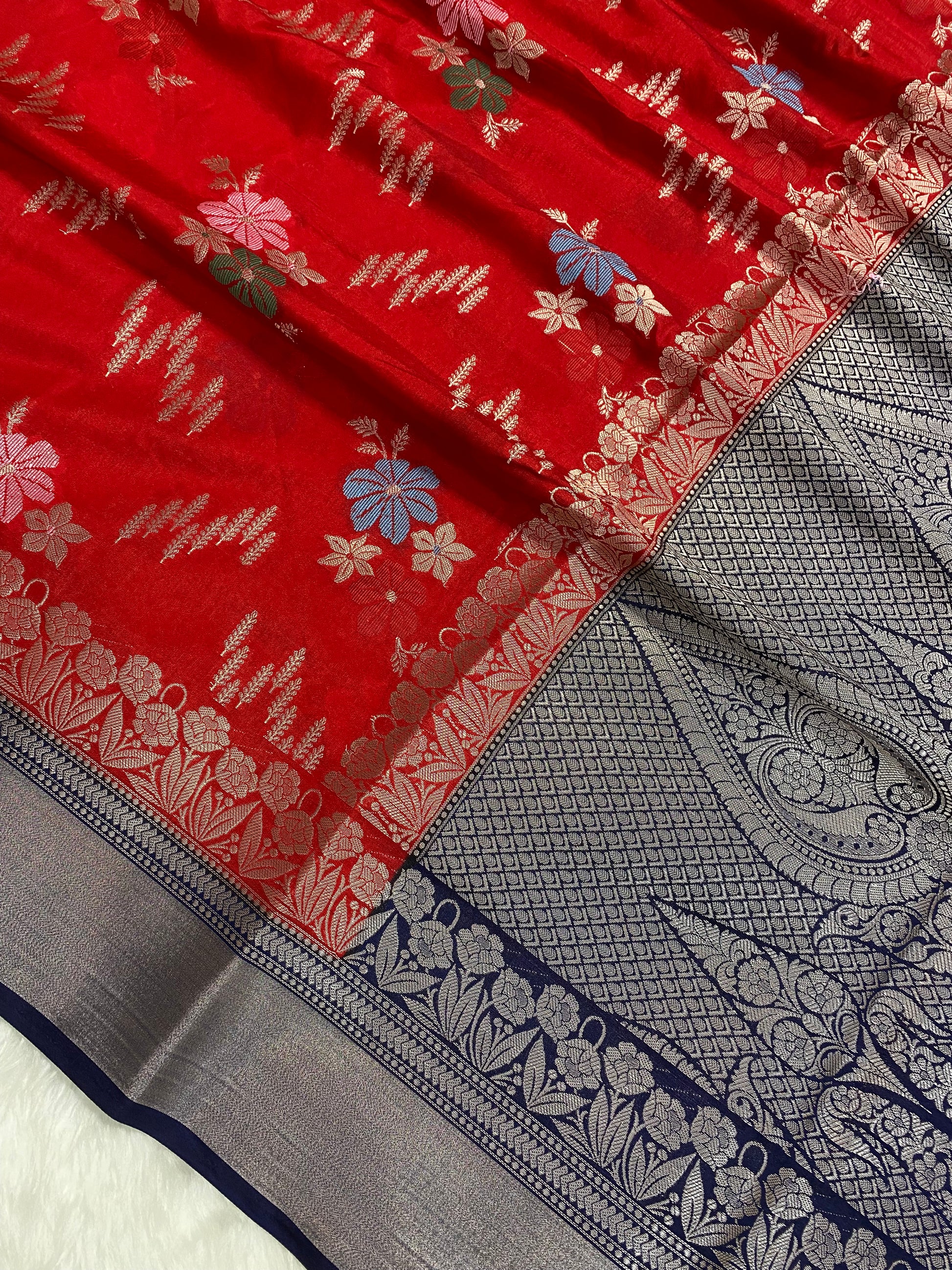 Red Katan Silk Banarasi Saree