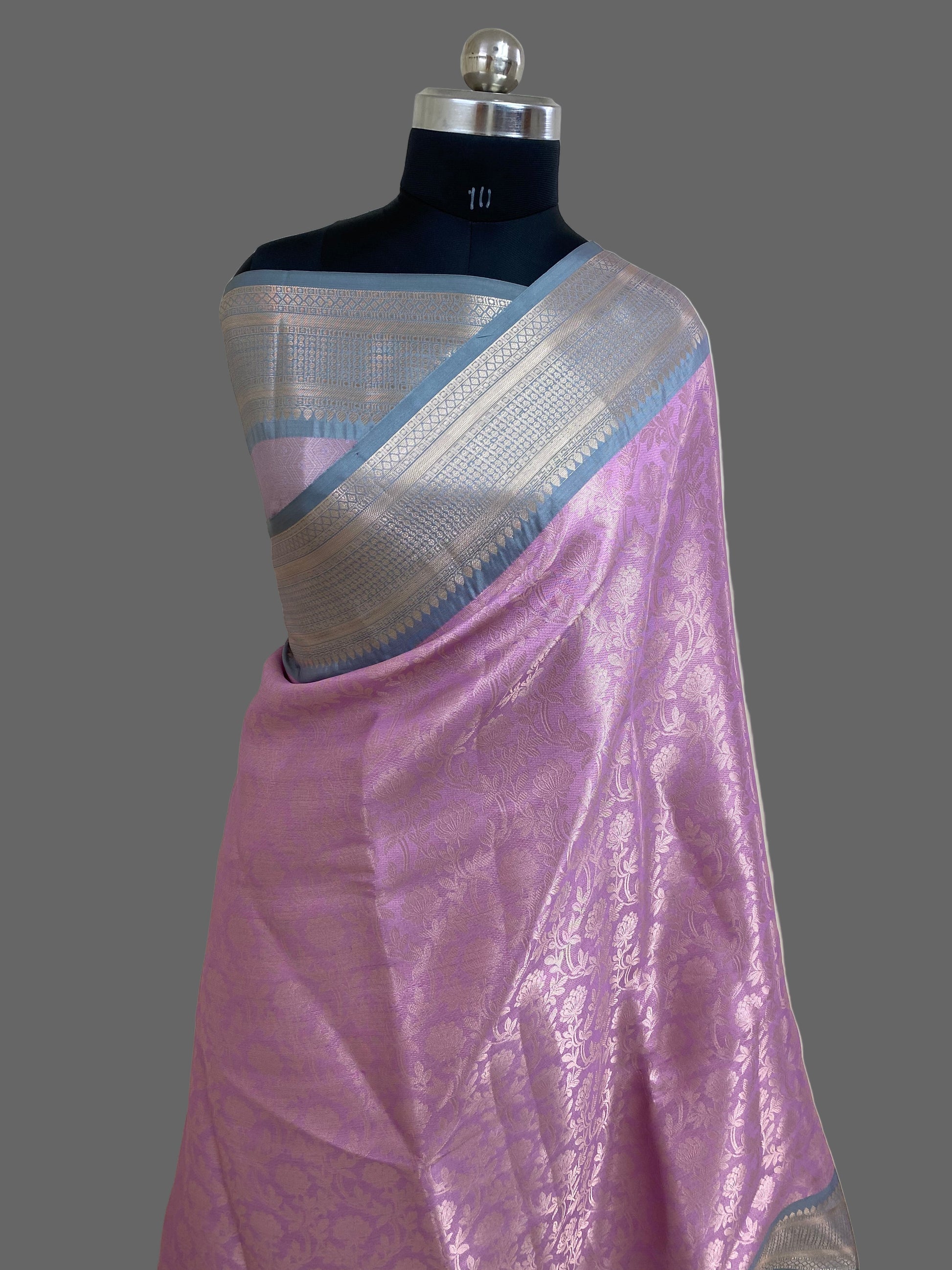 Pink Kubera Pattu Tissue Silk Banarasi Saree
