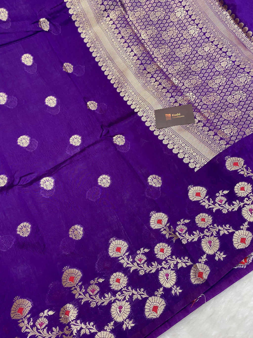 Purple semi Raw mango silk banarasi saree