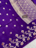 Purple semi Raw mango silk banarasi saree