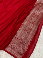 Bridal red colour mashru silk banarasi saree