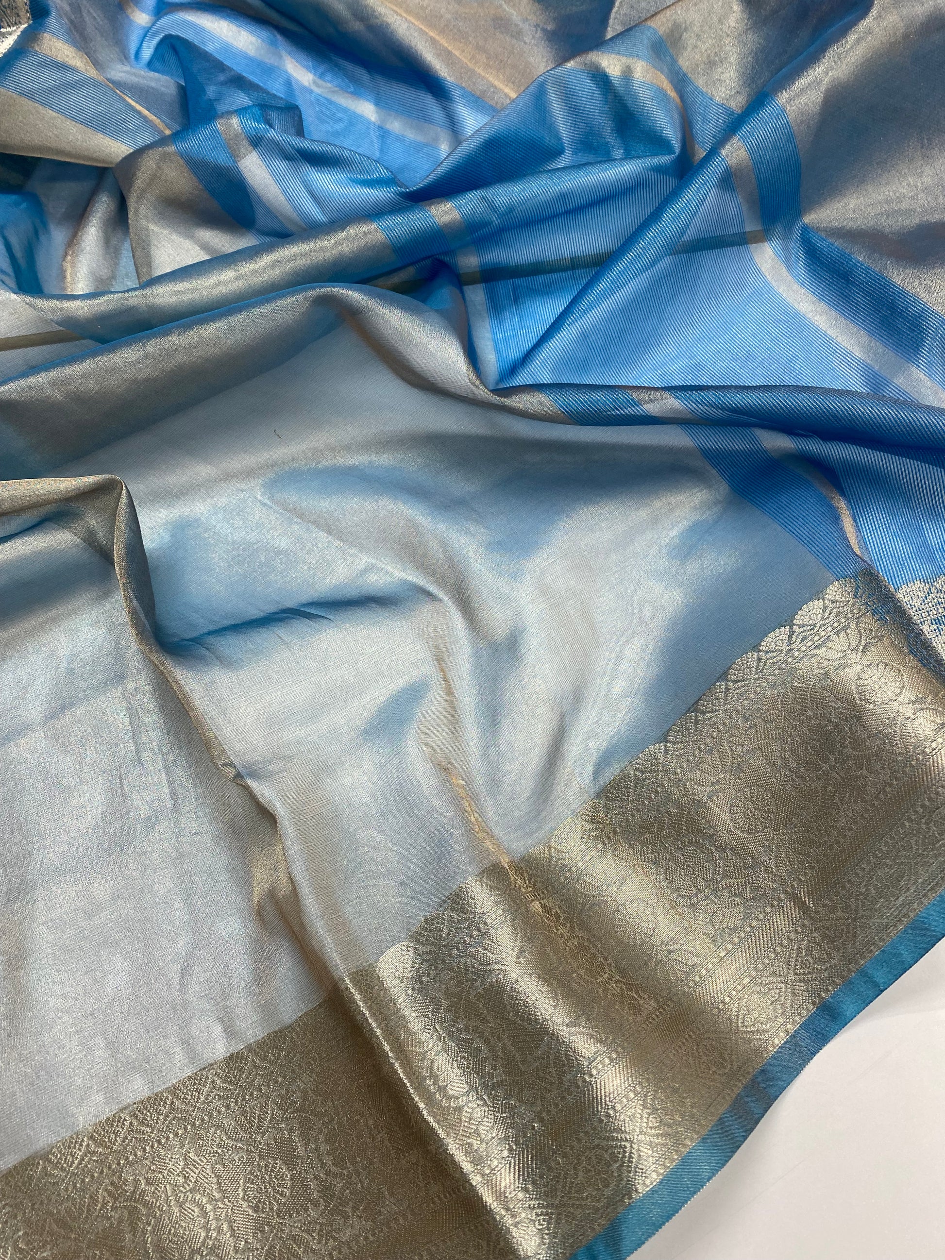 Sky Blue Tissue Silk Banarasi Saree