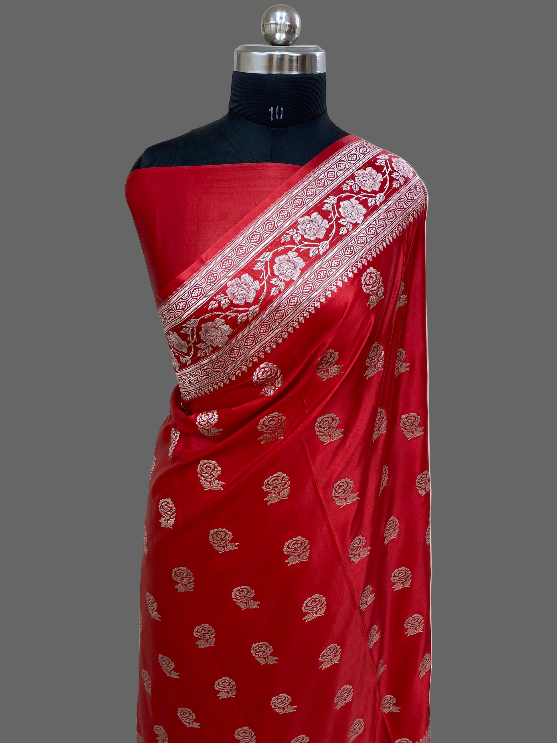 Red Mashru Silk Banarasi Saree