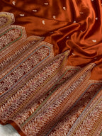 Rust mashru silk banarasi saree