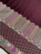 Wine Mashru Silk Banarasi Saree
