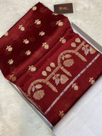 100% pure viscose maroon Banarasi saree