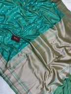 Sea green mashru silk tanchhui Banarasi saree