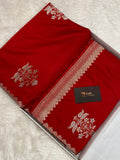 Red colour mashru silk Banarasi saree with butaa