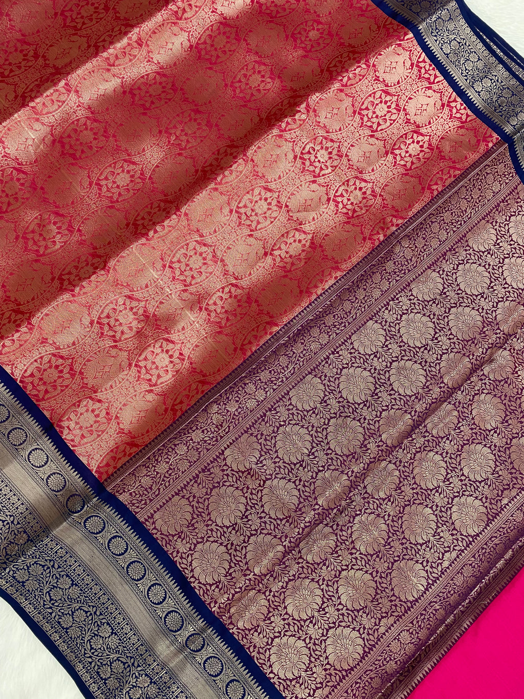 Strawberry Kubera Pattu Tissue Silk Banarasi Saree