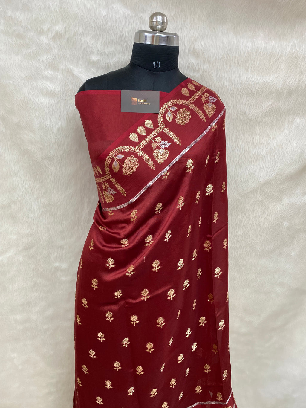 100% pure viscose maroon Banarasi saree