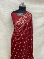 100% pure viscose maroon Banarasi saree