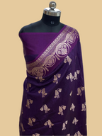 Purple semi mul cotton silk with Golden Zari Banarasi Saree