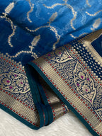 Semi Raw Mango 3D color Banarasi Saree |Very Light Weight