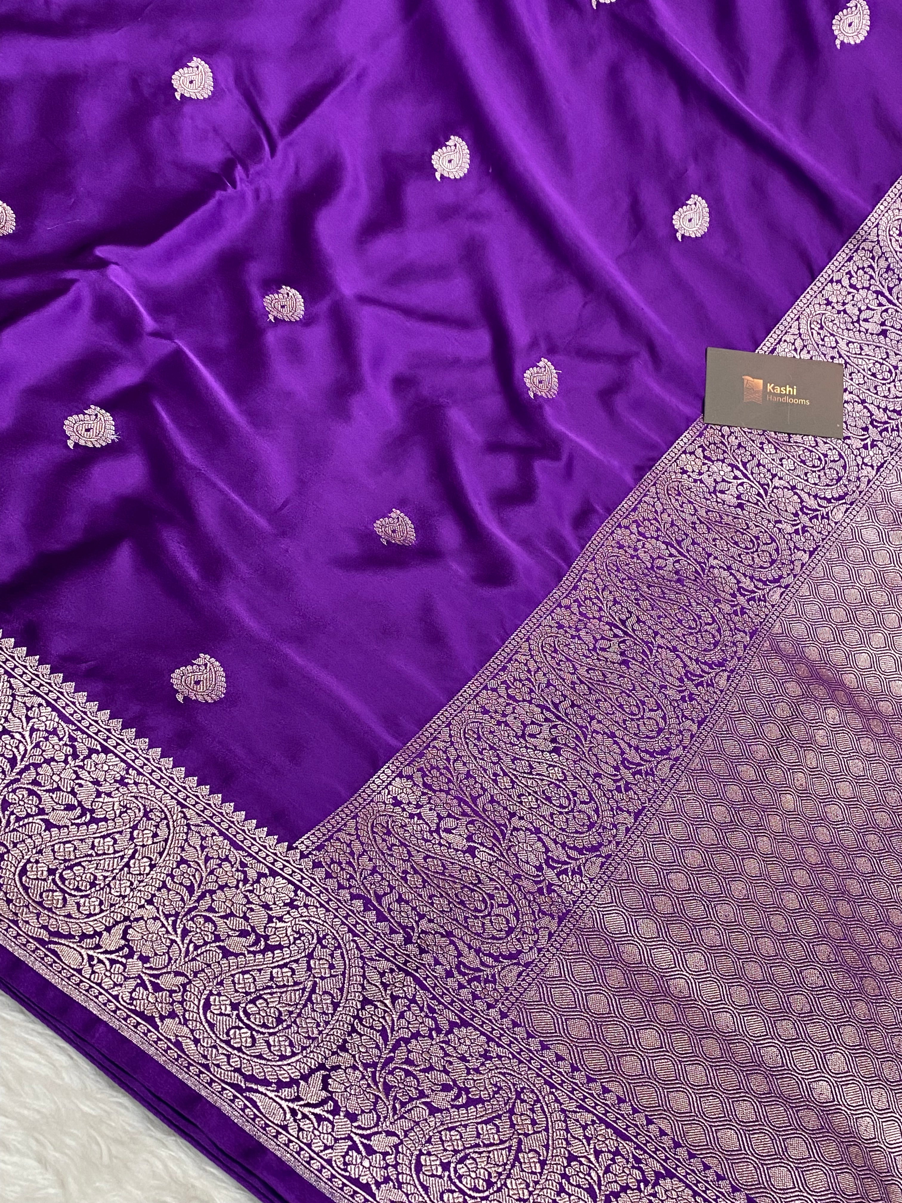 Purple Mashru Silk Banarasi Saree