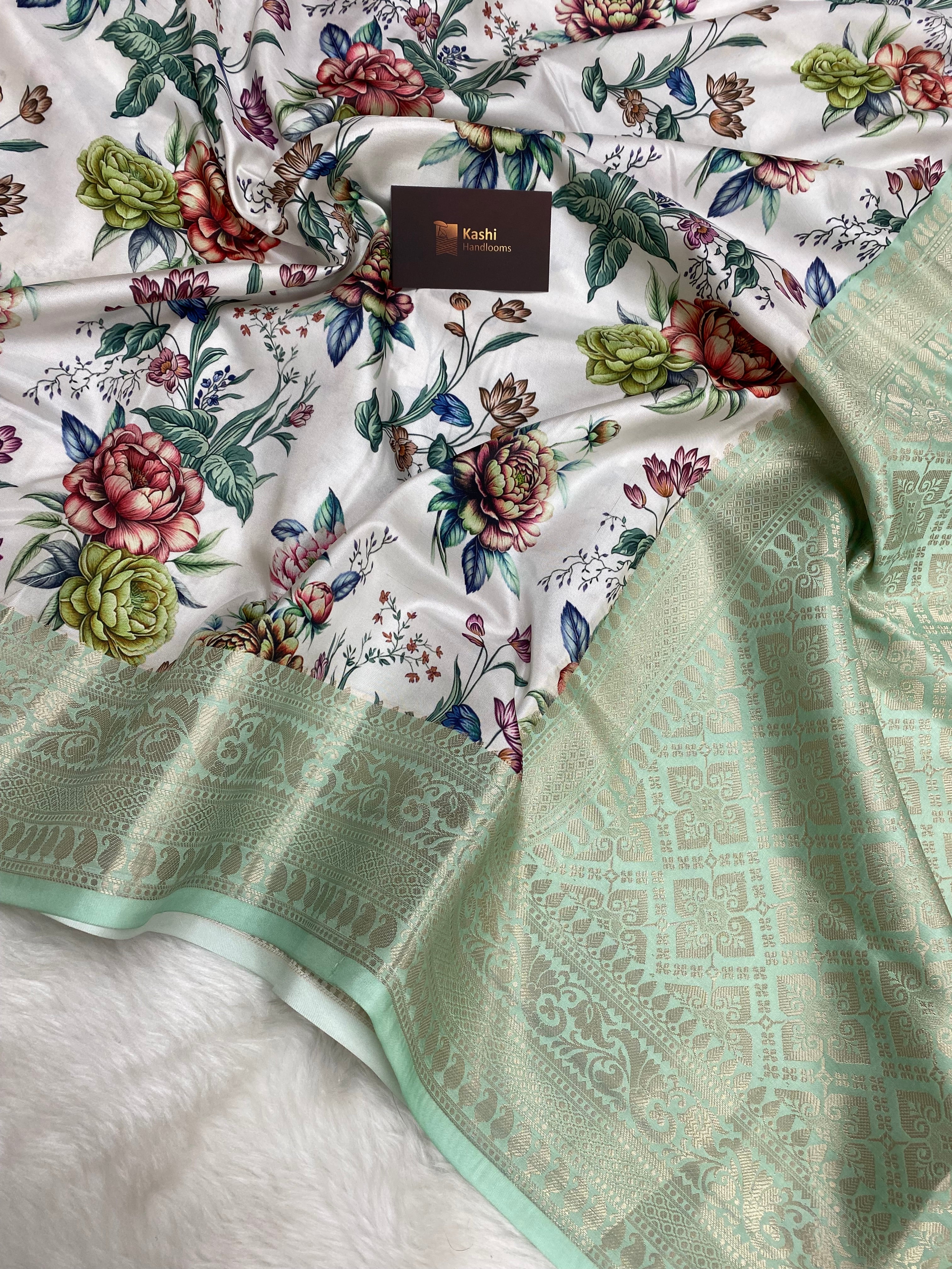 Semi silk digital print Banarasi saree