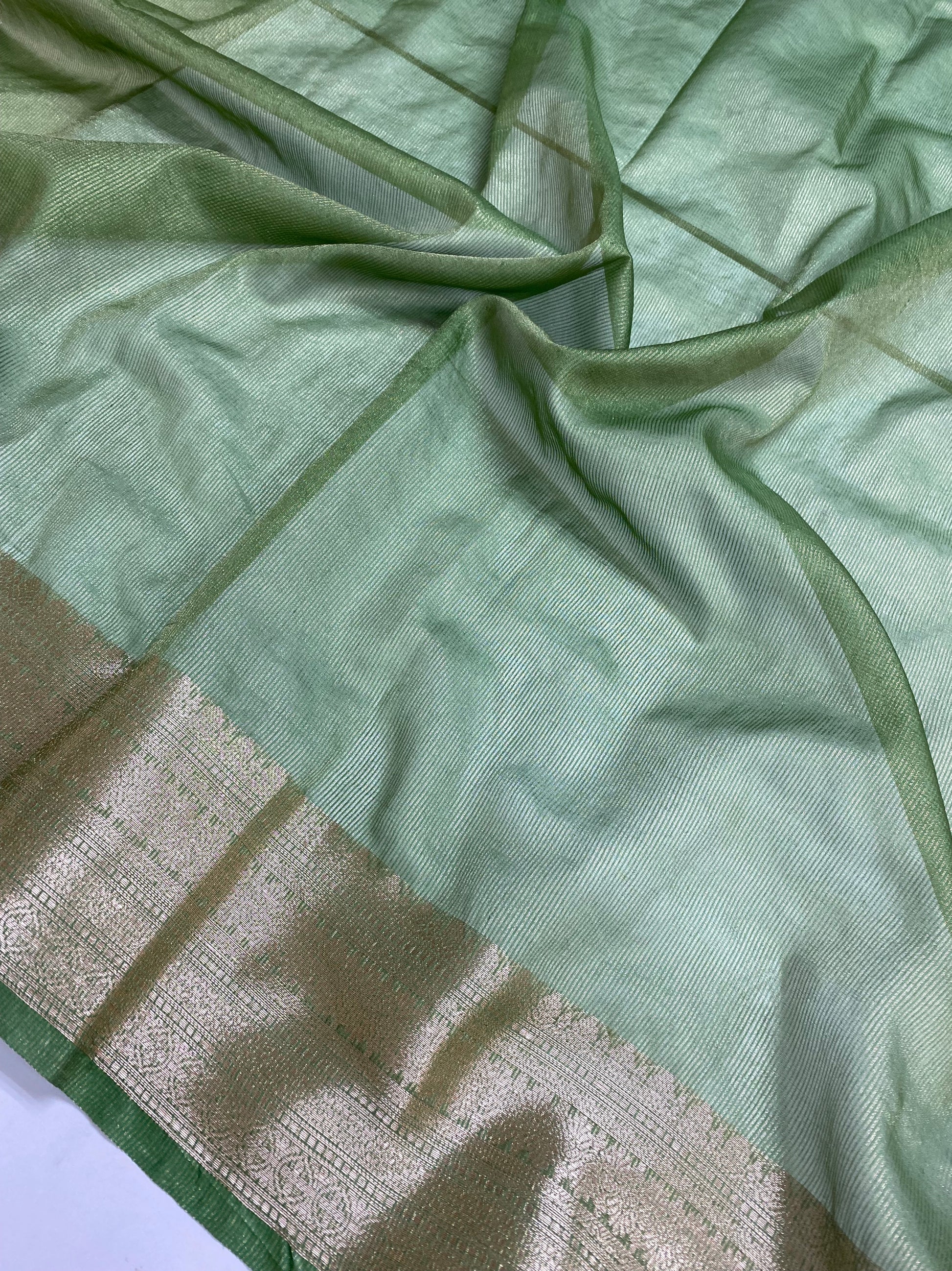Pista Green Tissue Silk Banarasi Saree