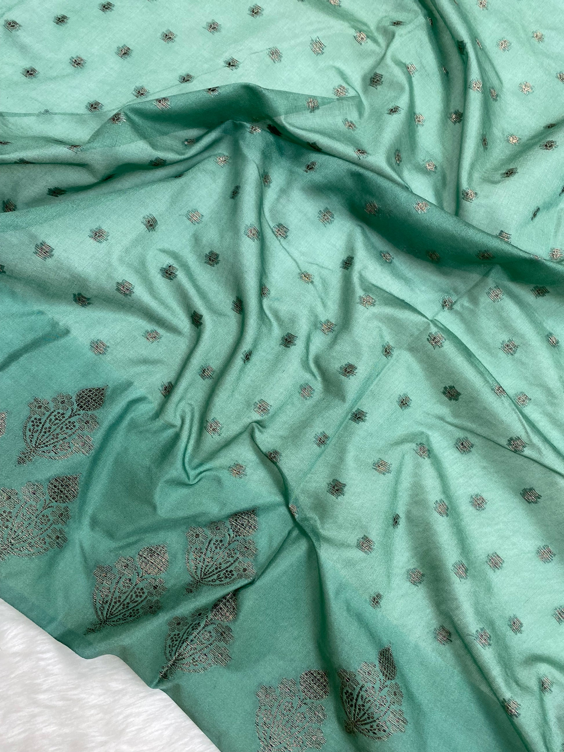 Sea Green Semi Georgette Banarasi Saree