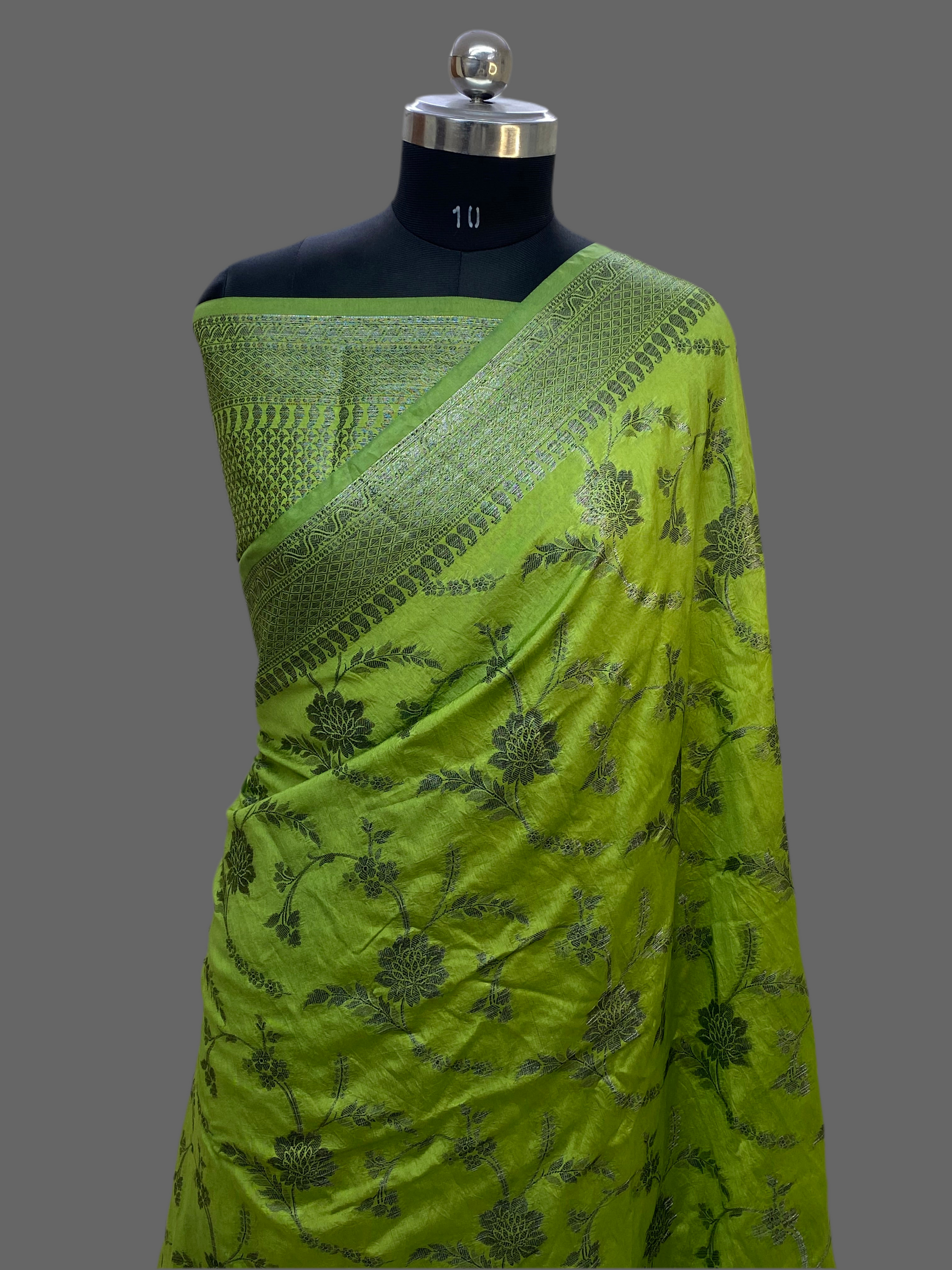 Green Georgette Jangla Pattern Banarasi Saree