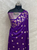Purple semi Raw mango silk banarasi saree