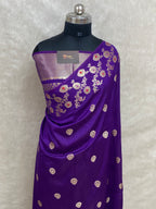 Purple semi Raw mango silk banarasi saree