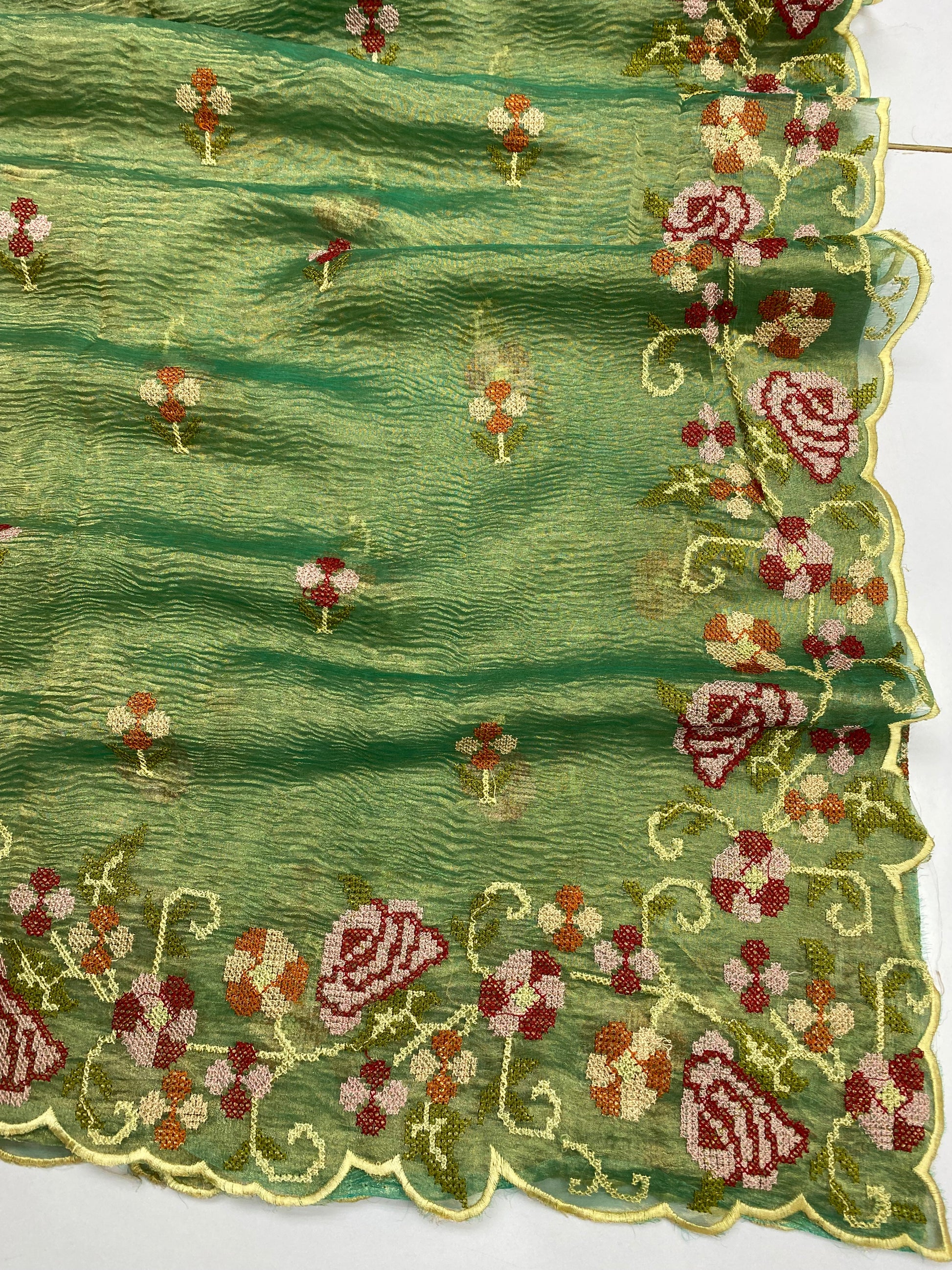 Pure Tissue Silk with hand cutwork Embroidery Banarasi Saree