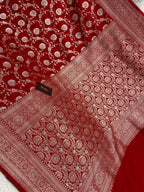 Bridal red colour mashru silk banarasi saree