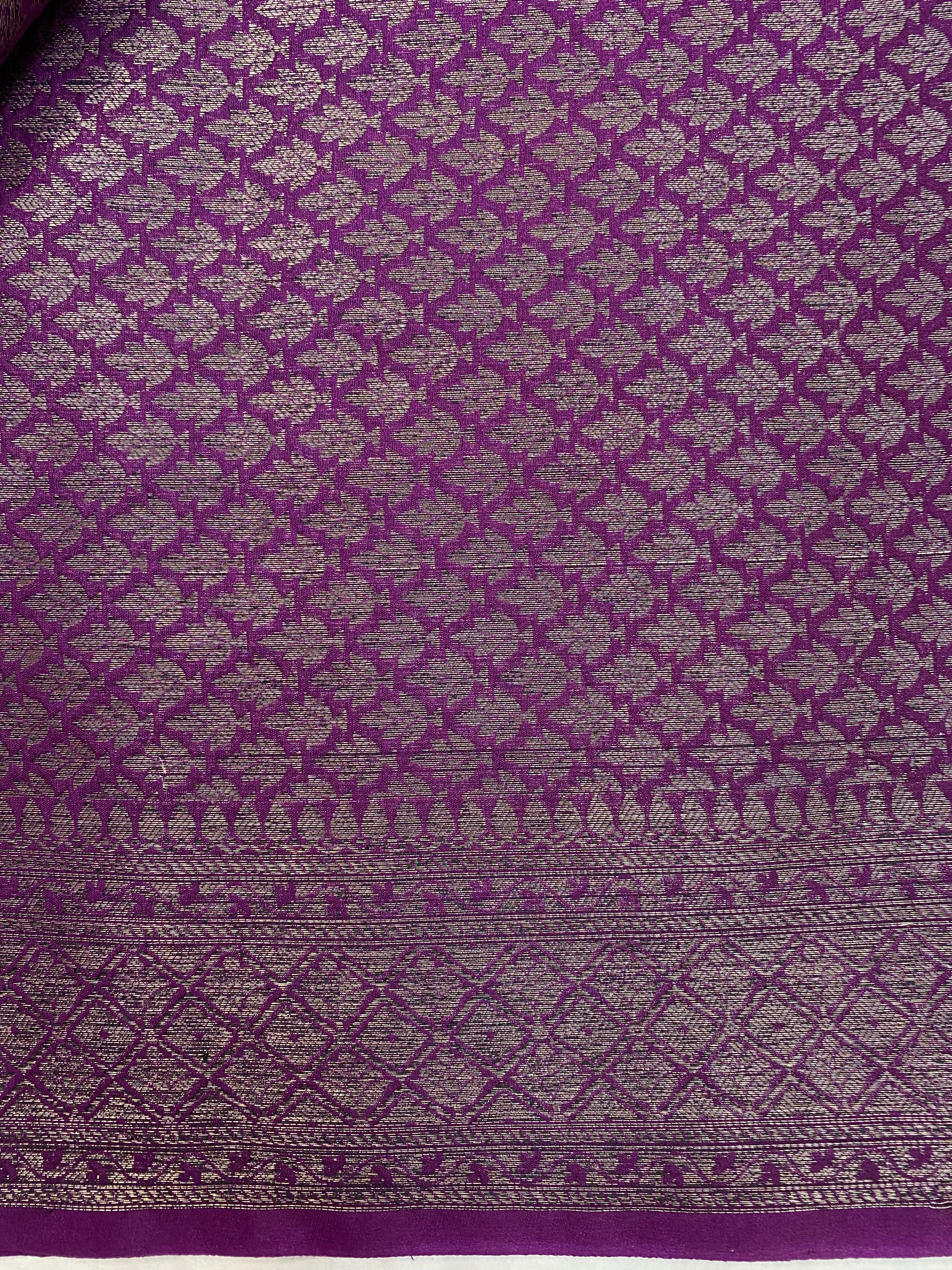 Magenta Georgette Saree with Antique Zari Border