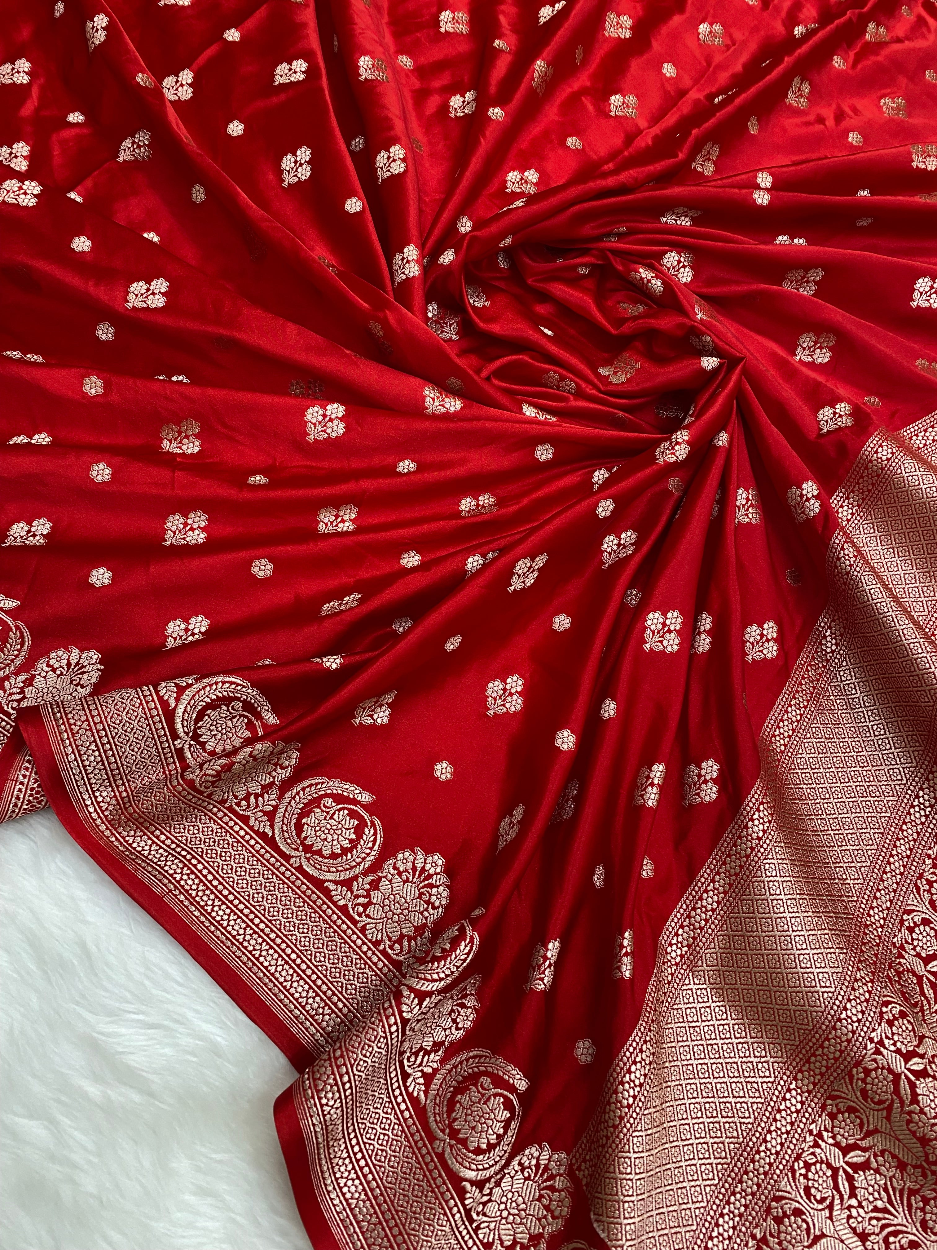 Red Mashru Silk Banarasi Saree