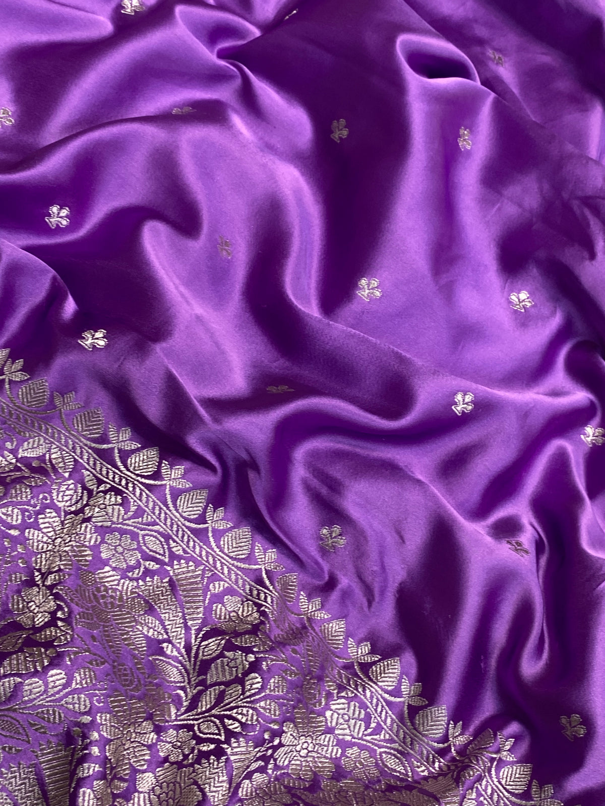 Lavender colour mashru silk banarasi saree