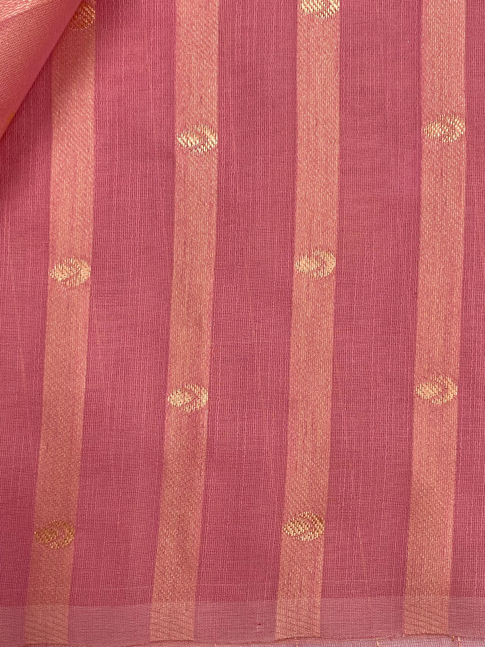Soft Peach Cotton Jangla Design Banarasi Saree
