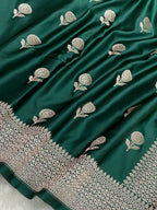 Bottle green mashru silk banarasi saree