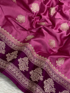 Pink colour mashru silk banarasi saree
