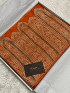 Fanta colour masru silk Banarasi saree with minakri border