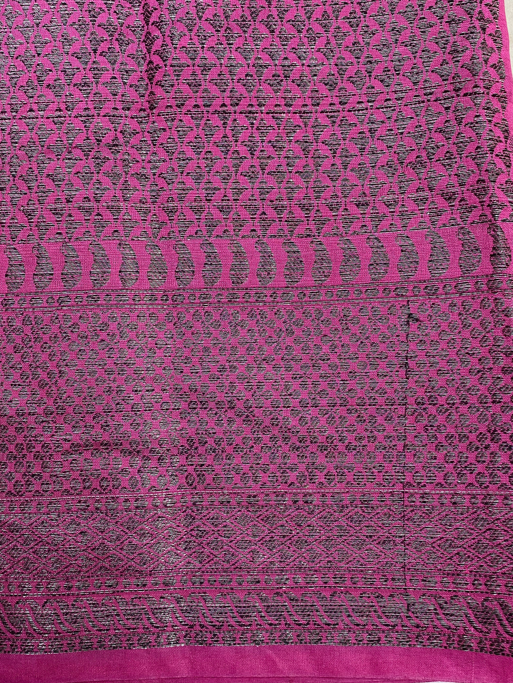 Dark Pink Georgette Jangla Pattern Banarasi Saree