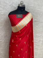 Royal red mashru katan Silk Banarasi Saree