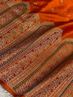 Fanta colour masru silk Banarasi saree with minakri border