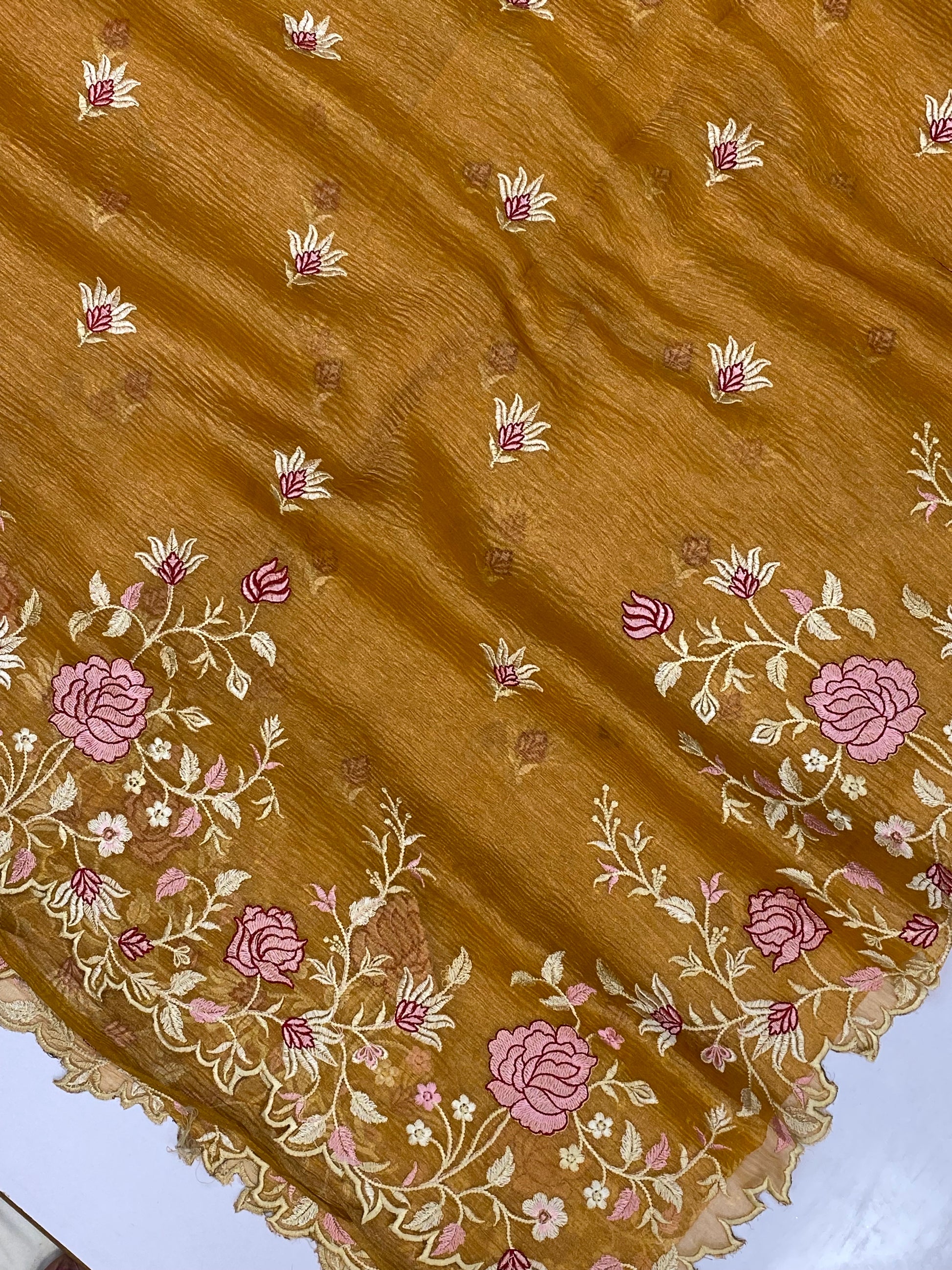 Pure Tissue Silk with hand cutwork Embroidery Banarasi Saree