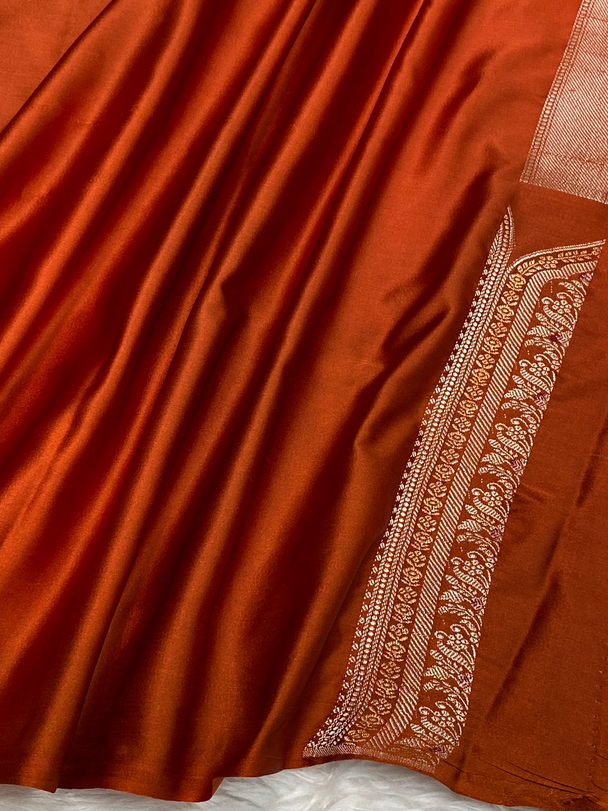 Rust mashru silk banarasi saree